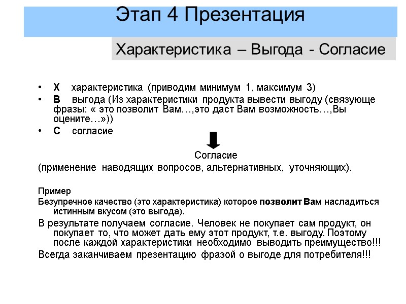 Этап 4 Презентация   Х    характеристика (приводим минимум 1, максимум